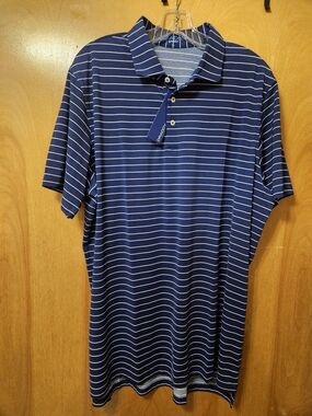 B Draddy Claiborne Navy Striped Short-Sleeve Polo